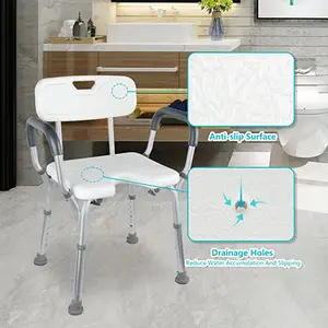 Shower Chair Bath Seat With Padded Armrests And Back For Bathtubs