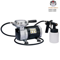 Compresseur d'air mini sans huile 110V/220V 0,5 CV en alliage d'aluminium, faible bruit, double tension, pistolet de peinture haute pression 750cc