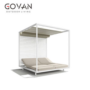 فندق كبير المظلة سرير شمسي حديقة بركة ماء الباحة نحى الألومنيوم مزدوج المتسكع الأثاث مربع في الهواء الطلق في الهواء الطلق - Product Image 6