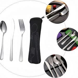 4-piece Set Custom Portable Tableware Bag Outdoor Travel Camping Cutlery Pouch Storage Bag Dinnerware for <b>Camp</b> <b>Kitchen</b> Travel - Product Image 5