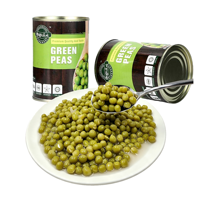 Petits pois verts en conserve, faciles à ouvrir, préparés à l'eau, 400g, vente en gros, prix abordable, qualité fraîche et stable
