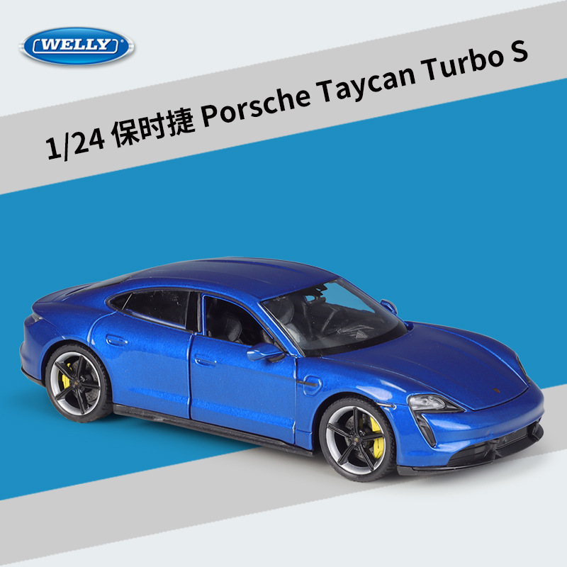 Port-che taycan tu-rbo s bleu foncé