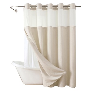 <span class=keywords><strong>Rideau</strong></span> de <span class=keywords><strong>douche</strong></span> classique minimaliste en lin texturé avec doublure en polyester, rideaux de <span class=keywords><strong>douche</strong></span> imperméables sans crochets pour la salle de bain - Product Image 5