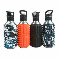 Logo personnalisé OEM Sport rouleau en mousse souple étanche en acier inoxydable flacon bouteille d'eau pour la course à pied randonnée camping
