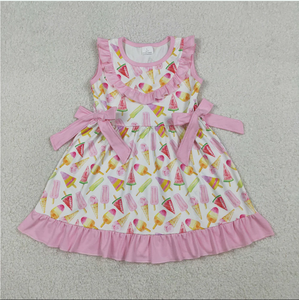 บูติกเกิร์ลส์ GSD3470 ชุดเดรสยาวถึงเข่าสำหรับเด็กผู้หญิงพิมพ์ลายสีชมพูป๊อปซิเคิลเสื้อผ้าฤดูร้อน - Product Image 6