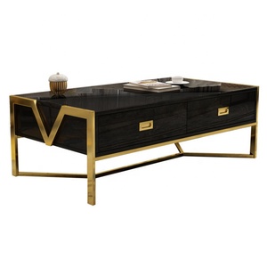 Giapponese Smart Caffè <span class=keywords><strong>Oro</strong></span> <span class=keywords><strong>Tavolo</strong></span> Mobili Gamba Bianco Nero di Vetro di Caffè Tavoli Con Cassetti - Product Image 3