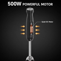 Mixeur Plongeant Multifonctionnel 5-en-1 500W, Boîtier en Plastique Écologique Anti-Fuite de Fabrication Allemande, Moteur DC en Cuivre Pur Détachable pour Cuisine