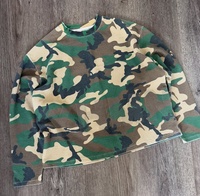 T-shirt Personnalisé Impression Numérique, Épaules Tombantes, Coupe Ample en Maille Gaufre Camouflage, Manches Longues Thermiques pour Homme