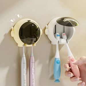 1PCS Brush Holder Cartoon <b>Wall</b> Mounted Non Perforated Bathroom Storage Rack Electric Toothbrush Holder Bathroom Accessories - Product Image 2