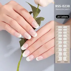 Wholesale Korean Gel Nail Wraps Custom Semi-Cured Gel Nail Sticker UV Lamp Gel Nail Strips Semi Cured