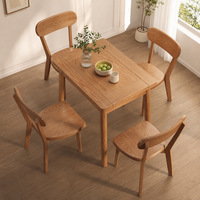 Ensemble de table à manger pliante en bois massif pour gagner de la place, table rectangulaire pliable avec chaises pour petit appartement, cuisine