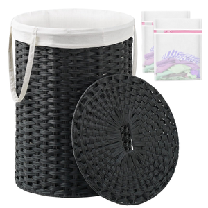 Cestas de Almacenamiento de Mimbre Hechas a Mano con Ganchos de Acero Inoxidable para la Organización de la Sala de Estar y el Armario, Duraderas y Elegantes - Product Image 1