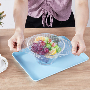 6 Tapas Elásticas de Silicona Reutilizables para Almacenamiento de Alimentos, Aptas para Microondas, Transparentes, Selladas, para Mantener la Comida Fresca en la Cocina - Product Image 5