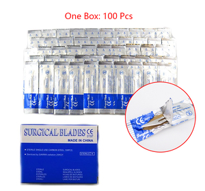 100 pcs Carbon Steel Sterile Surgical Scalpel Blades + Graduated