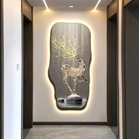 Peinture décorative de luxe moderne peinture lumineuse à LED de haute qualité peinture murale de salon avec lumières LED