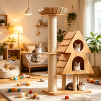 Arbre à chat d'extérieur en bois de luxe, moderne, personnalisé, avec griffoir et maison, design couleur sur mesure, vente en gros