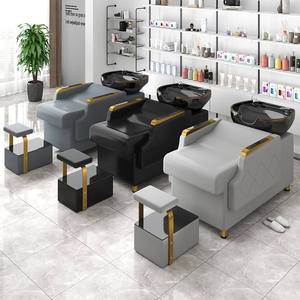 Sillón de Lavado de Cabello Moderno de Cuero Sintético para Salón de Belleza, Personalizable, Cómodo, con Masaje, para Spa Capilar, con Lavabo - Product Image 5