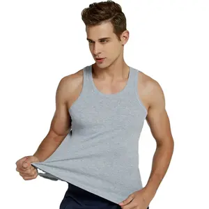 100% Cotton Gym Fitness Breathable Ribbed Absorb Sweat Wife Beater men's Tank Tops Men