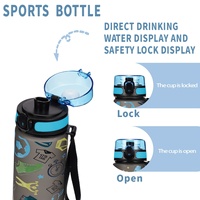 Bouteille d'eau potable directe moderne pour étudiants, 750 ml/1000 ml, anti-fuite, réutilisable, impression UV