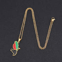 Vente chaude Non Ternir 18K Or Argent Plaqué France Martinique Carte Pendentif Collier Pour Femmes Hommes