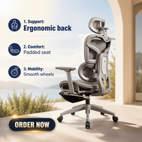 Chaise de jeu ergonomique en maille, design moderne et minimaliste, avec support lombaire réglable, inclinable, pivotante, accoudoirs réglables en hauteur et siège rembourré