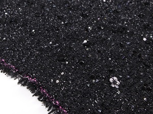 Nhập khẩu Hoa đen bóng sáng Bóng Lụa sequin thêu dệt nhỏ thơm phong cách vải len thô đặt váy vải - Product Image 4