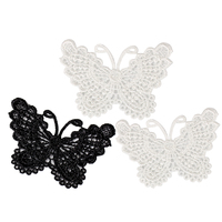 Miếng Vá Ren Đẹp Màu Trắng Đen 5.5*6.5Cm 12 Miếng Vá Thêu Organza Hình Bướm DIY Craft Đính