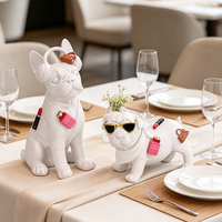 Figurine en résine Redeco Fashion Bulldog Chien Français, Figurine de Noël, Lunettes de soleil, Parfum, Rouge à lèvres, Sac à main, Décoration d'intérieur