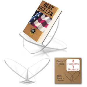 क्लियर ऐक्रेलिक बुक होल्डर - डिस्प्ले के लिए प्रीमियम ऐक्रेलिक बुक स्टैंड, कॉफी टेबल के लिए बड़ा गोल खुला बुक डिस्प्ले स्टैंड