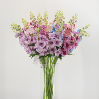 Orchidée artificielle de haute qualité au toucher réel en latex, fleur de delphinium en forme d'os de vache, fleur blanche et bleue pour la décoration de mariage et de table à la maison