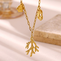Collar Serie Océano en OFERTA, Chapado en Oro de 18K, Acero Inoxidable, Decoración de Conchas y Perlas, Cadena de Clip, para Mujer, Ideal para Regalo