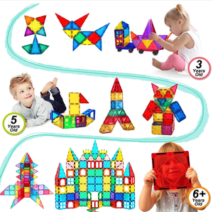 Blocs magnétiques pour les jouets d'apprentissage des STEM de 3 <span class=keywords><strong>ans</strong></span> et plus Tuiles de construction résistantes Jeux pour enfants Garçons et filles - Product Image 4