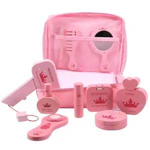 2024 nuovo gioco di finzione creativo set per bambini simpatici cosmetici rosa in legno giocattoli per il trucco per bambini e ragazze