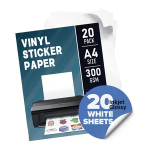 Papel adhesivo de inyección de tinta imprimible blanco autoadhesivo PP pegatina vinilo brillante papel adhesivo impermeable