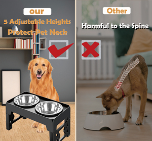 5 Adjustable Height Stainless Steel <strong>Dog</strong> <strong>Bowl</strong> <strong>Stand</strong> Stylish Modern Collapsible Elevated Slow Feeder Non-Slip Durable Plastic 2 1 - Product Image 3