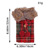 Pull porte-bouteille de vin de Noël avec col en fausse fourrure et manteau avec boutons décoration de bouteille de vin pour cadeau de décoration de table à la maison