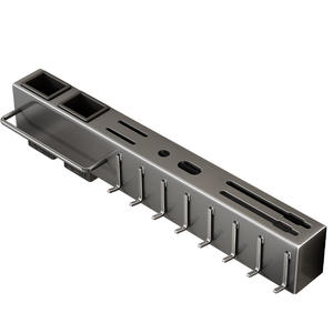 Support mural multifonctionnel en acier inoxydable pour couteaux et baguettes, étagère de rangement de cuisine rectangulaire gris bronze - Product Image 2