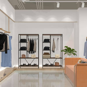 Yiree Retail, tienda de vestidos <span class=keywords><strong>para</strong></span> damas, diseño de ajuste, soportes de exhibición de ropa de pared múltiple de metal y <span class=keywords><strong>bonitos</strong></span> estantes de ropa - Product Image 4