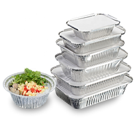 750ml Aluminium Emporter Argent Feuille D'étain Boîte À Lunch Plaque En Aluminium Emballage Alimentaire Conteneur En Feuille D'aluminium Feuille Plateau Avec Couvercle