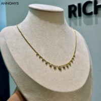 Collier chaîne dégradée en argent S925 avec moissanite, plaqué or, couleur D, scintillant et délicat, idéal comme cadeau pour femme - Vente en gros