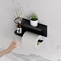 Porte-papier toilette mural en fer Jianghuhui avec étagère, sans perçage, design moderne et minimaliste pour salle de bain