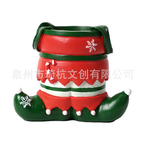 Christmas <b>Stocking</b> Pen <b>Holder</b> Resin Desk Ornament Santa Claus Design For Office Or Home Decoration - Product Image 4