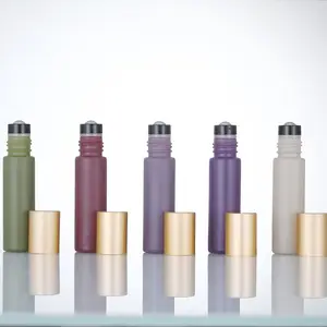 Kleuren 10Ml Cosmetische Verpakkingen Roller Flessen Etherische Olie Fles Met Gouden Dop