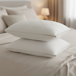 Oreillers en coton avec fermeture éclair, fermeté standard, housse matelassée losanges, rectangulaires, minimalistes, lavables en machine, 100 % fibre de polyester - Product Image 2