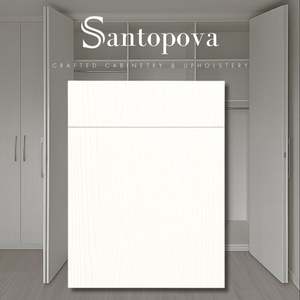 SANTOPOVA Modern White <b>Wood</b> Grain Finish <b>Wardrobe</b> Sliding/Folding Doors for Living Room Application - Product Image 1