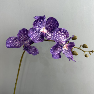 Fleurs d'orchidées artificielles réalistes à 3 têtes, faites à la main, toucher naturel, <span class=keywords><strong>Vanda</strong></span> pour la décoration de la maison et de mariage, pour la remise des diplômes et Noël - Product Image 2