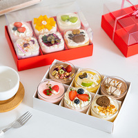 Boîtes d'emballage en carton recyclable pour desserts et gâteaux, 4/6 compartiments, gaufrées, transparentes, avec poignée, finition mate, vente en gros