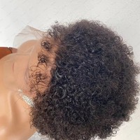 Perruques Lace Front 13x4 pré-épilées, entièrement tissées à la main, coupe Pixie avec bords crépus, sans frange
