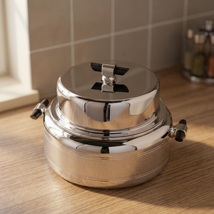 Casserole ronde en acier inoxydable avec couvercle, design minimaliste durable, pour cuisinières à gaz et à induction - Product Image 3