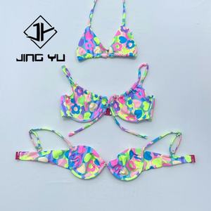 Ventes en gros, faible MOQ, maillots de bain personnalisés, maillots de bain de haute qualité, tissu imprimé personnalisé, bikini deux pièces pour femmes - Product Image 4